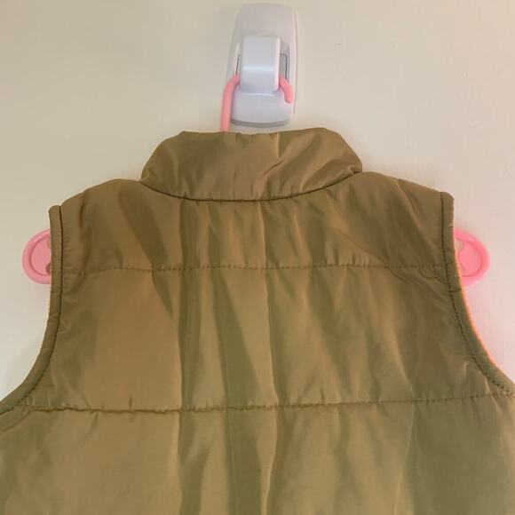 OSHKOSH B’GOSH Boy’s Tan with Orange Fleece Lining Snap Up Vest / Size: 18 Mos - Picture 8 of 10